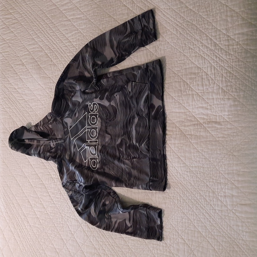 Adidas hoodie, boys large, size 14/16, gray, black